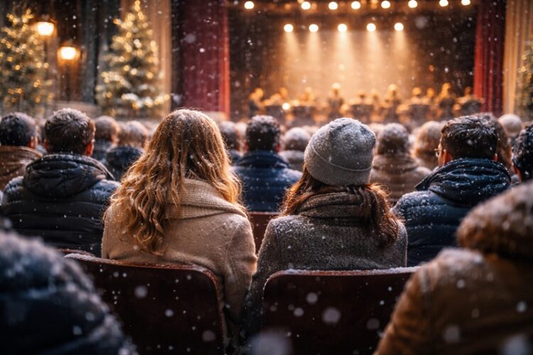 frekwencja wydarzeń kulturalnych widownia na zimowym koncercie w sali pełnej publiczności